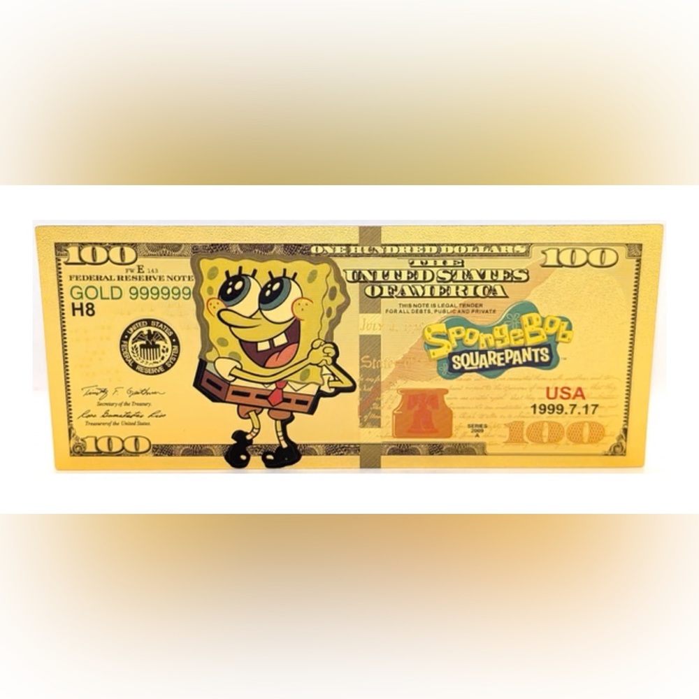 24k Gold Plated SpongeBob SquarePants Collectible Novelty Bill